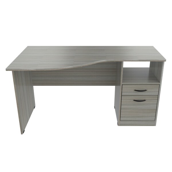 Inval Curved Top Desk 55.12 in. W x 19.69 in. D x 29.53 in. H in Smoke Oak - ES-12903