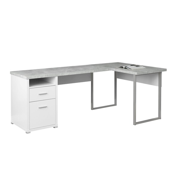 Monarch Specialties Computer Desk, Home Office, Corner, Storage Drawers, 80"L, L Shape, Work, Laptop, Metal, Grey - I 7258
