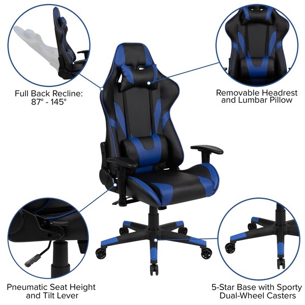 Flash Furniture Black Gaming Desk-Cup Holder/Reclining Chair Set - BLN-X20D1904-BL-GG