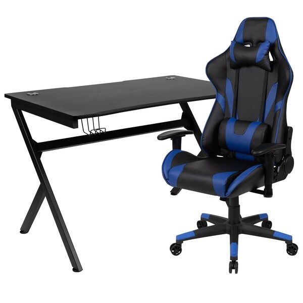 Flash Furniture Black Gaming Desk-Cup Holder/Reclining Chair Set - BLN-X20D1904-BL-GG