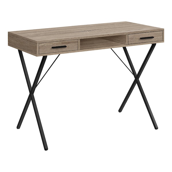 Monarch Specialties Computer Desk, Home Office, Laptop, Left, Right Set-up, Storage Drawers, 42"L, Work, Metal, Brown - I 7796