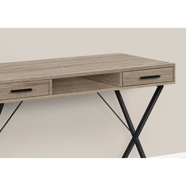 Monarch Specialties Computer Desk, Home Office, Laptop, Left, Right Set-up, Storage Drawers, 42"L, Work, Metal, Brown - I 7796
