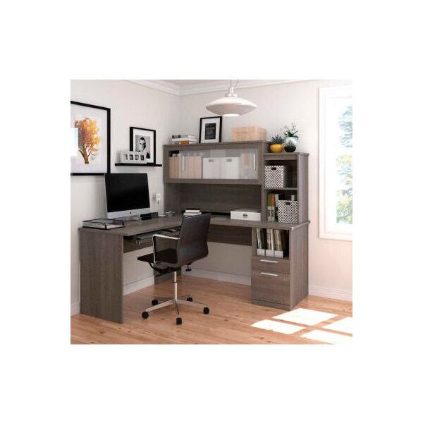 Bestar Bestar Dayton Series L-Shaped Desk, Bark Gray - 88420-47