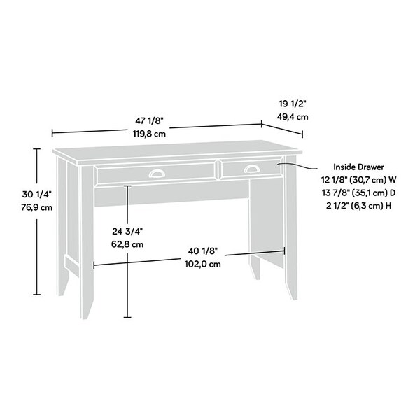 Sauder Computer Desk, 19.45 in D X 30.28 in H, 47.16 in W X Engineered wood - 410416
