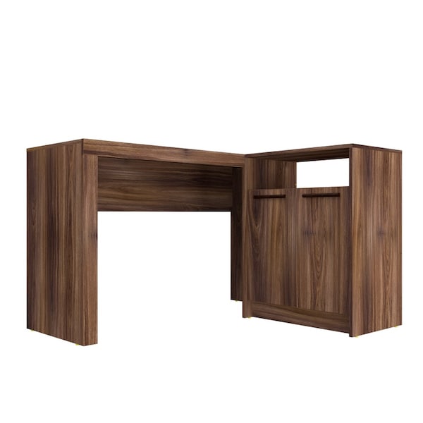 Manhattan Comfort L Shaped Desk Office Desk, L Shaped, Dark Brown, 41.14" D X 29.92" H, 48.43" W X Dark Brown - 138AMC164