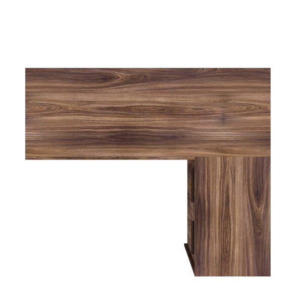 Manhattan Comfort L Shaped Desk Office Desk, L Shaped, Dark Brown, 41.14" D X 29.92" H, 48.43" W X Dark Brown - 138AMC164