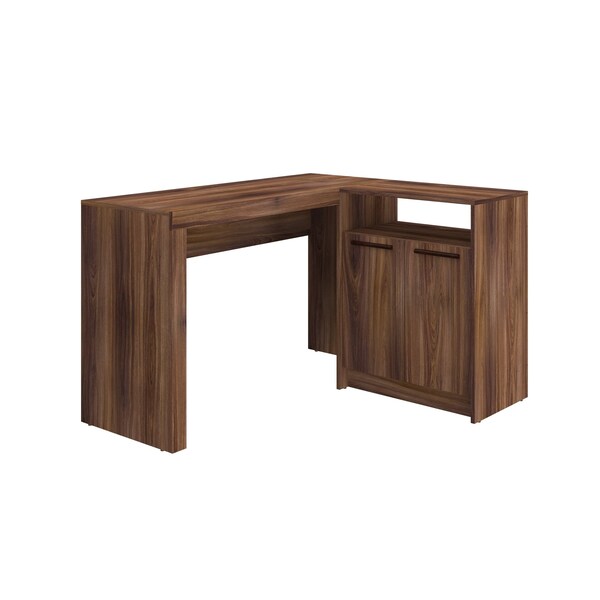 Manhattan Comfort L Shaped Desk Office Desk, L Shaped, Dark Brown, 41.14" D X 29.92" H, 48.43" W X Dark Brown - 138AMC164