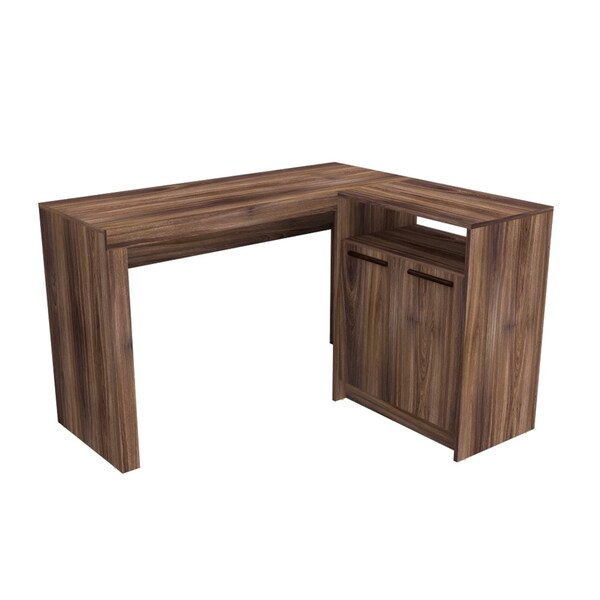 Manhattan Comfort L Shaped Desk Office Desk, L Shaped, Dark Brown, 41.14" D X 29.92" H, 48.43" W X Dark Brown - 138AMC164