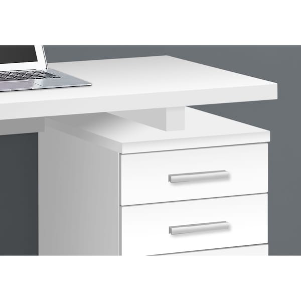 Monarch Specialties Computer Desk, Home Office, Laptop, Left, Right Set-up, Storage Drawers, 48"L, Work, Laminate, White - I 7690