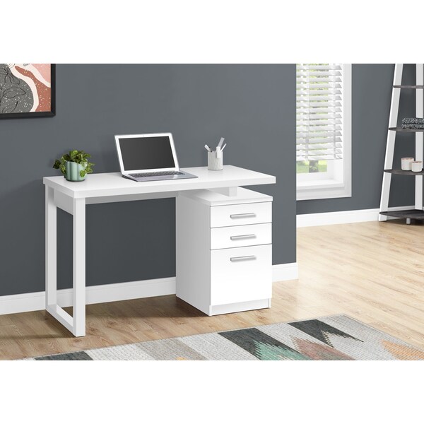 Monarch Specialties Computer Desk, Home Office, Laptop, Left, Right Set-up, Storage Drawers, 48"L, Work, Laminate, White - I 7690