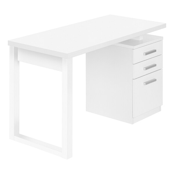 Monarch Specialties Computer Desk, Home Office, Laptop, Left, Right Set-up, Storage Drawers, 48"L, Work, Laminate, White - I 7690