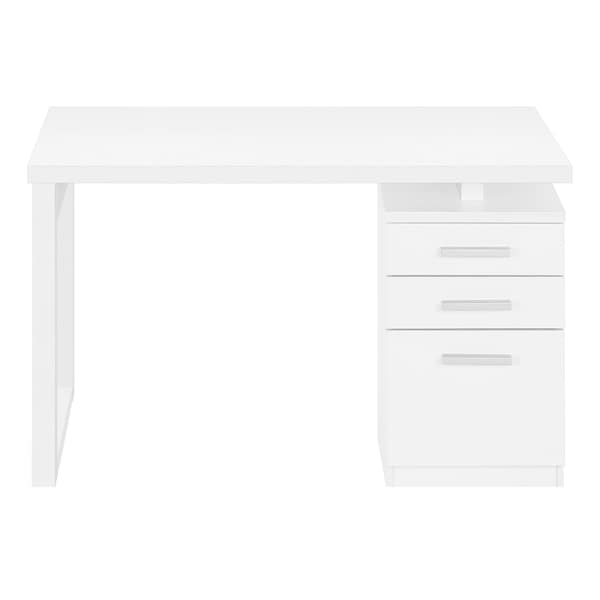 Monarch Specialties Computer Desk, Home Office, Laptop, Left, Right Set-up, Storage Drawers, 48"L, Work, Laminate, White - I 7690