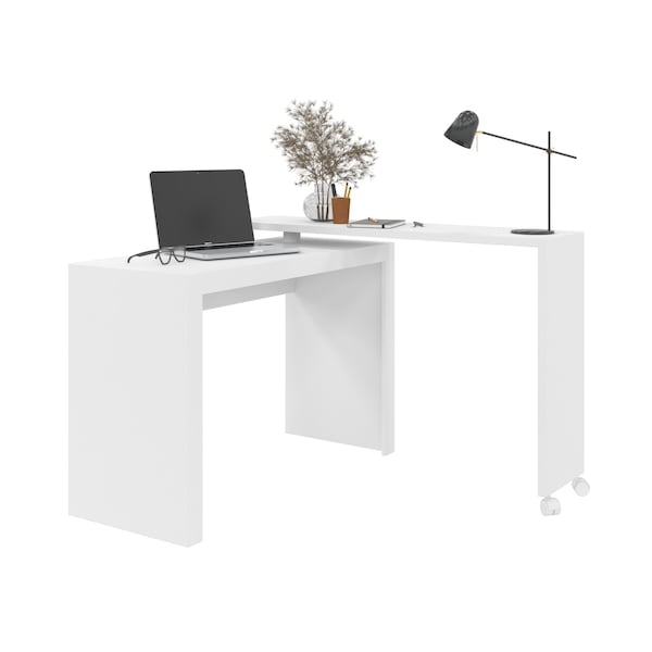 Manhattan Comfort Nested Desk Nested Desk, Swivel feature, White, 18.11" D X 32.09" H, 47.24" W X High Quality MDP - 33AMC6