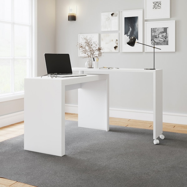 Manhattan Comfort Nested Desk Nested Desk, Swivel feature, White, 18.11" D X 32.09" H, 47.24" W X High Quality MDP - 33AMC6
