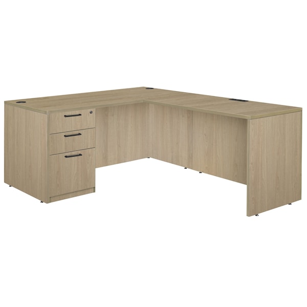 Regency Legacy 60 x 77 in. L Desk with Single Full Pedestal Drawer Unit- Noble Oak - LLDSPF603047NO