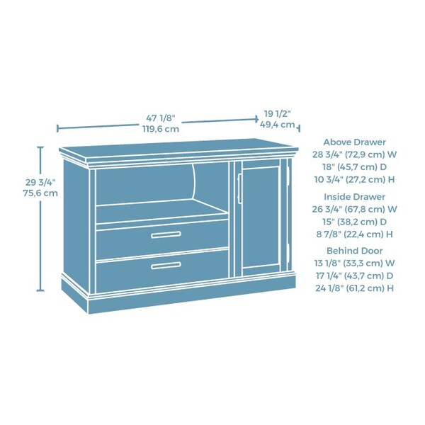 Worksense By Sauder 19.45 in D X 29.72 in H, 47.09 in W X Engineered wood - 427836