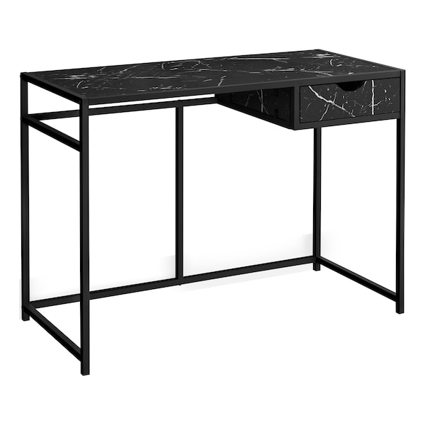 Monarch Specialties Computer Desk, Home Office, Laptop, Storage Drawer, 42"L, Work, Metal, Laminate, Black Marble Look - I 7572