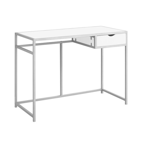 Monarch Specialties Computer Desk, Home Office, Laptop, Storage Drawer, 42"L, Work, Metal, Laminate, White, Grey - I 7222