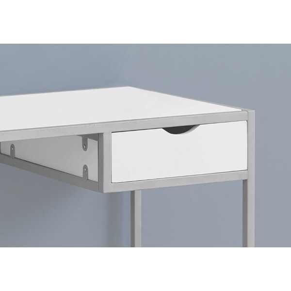 Monarch Specialties Computer Desk, Home Office, Laptop, Storage Drawer, 42"L, Work, Metal, Laminate, White, Grey - I 7222