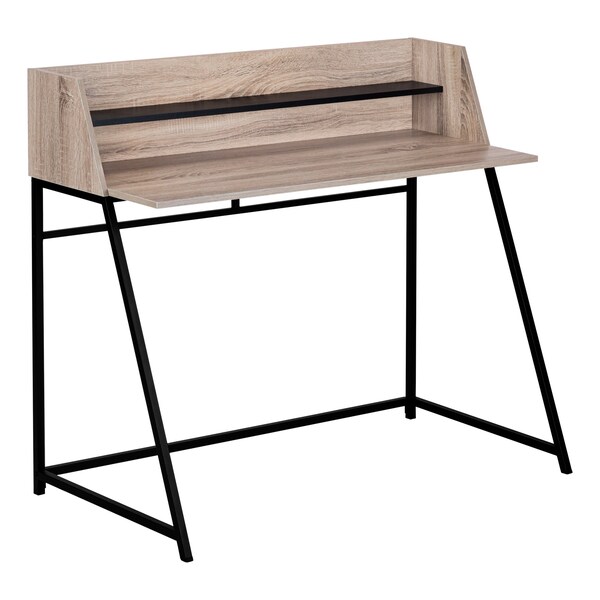 Monarch Specialties Computer Desk, Home Office, Laptop, Storage Shelves, 48"L, Work, Metal, Laminate, Brown, Black - I 7546