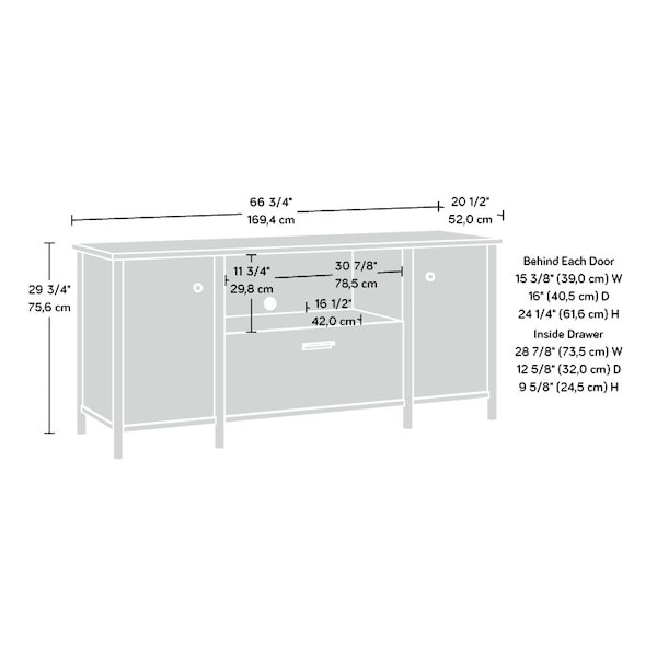 Sauder 20.47 in D X 29.88 in H, 66.73 in W X Engineered wood - 429375