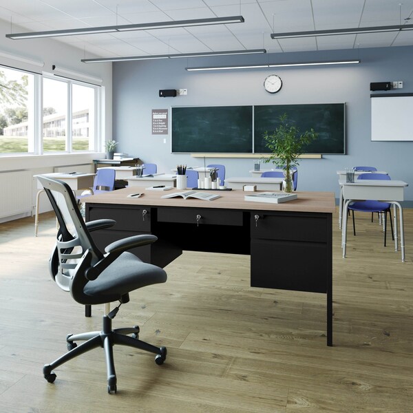 Flash Furniture 30 in D X White Oak, 60 in W X - GC-M-BLK-179-WHTOAK-GG