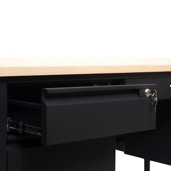 Flash Furniture 30 in D X White Oak, 60 in W X - GC-M-BLK-179-WHTOAK-GG