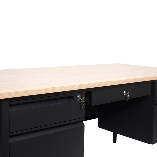 Flash Furniture 30 in D X White Oak, 60 in W X - GC-M-BLK-179-WHTOAK-GG