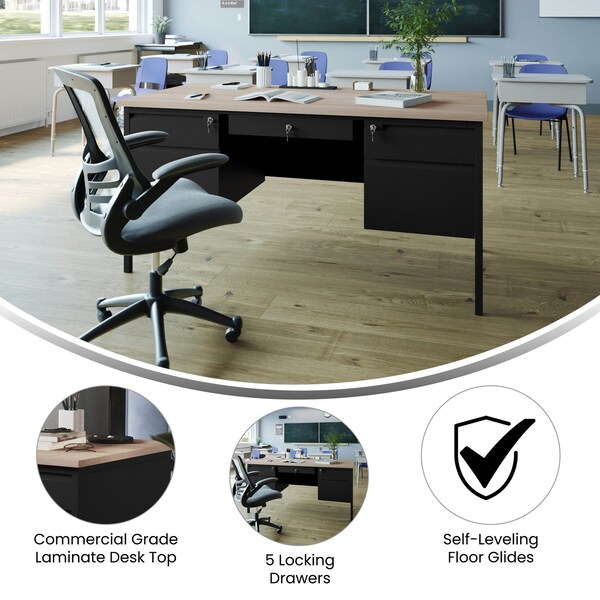 Flash Furniture 30 in D X White Oak, 60 in W X - GC-M-BLK-179-WHTOAK-GG