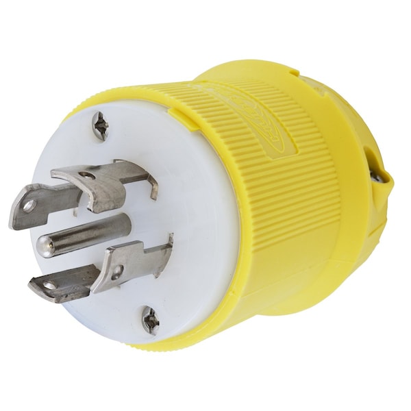 Hubbell Wiring Device-Kellems Locking Devices, Twist-Lock®, Marine Grade, Male Plug, 30A 3-Phase 120/208V AC, 4-Pole 5-Wire Grounding, L21-30P, Screw Terminal, Yellow - HBL28CM11