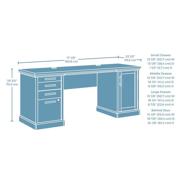 Worksense By Sauder 23.46 in D X 29.72 in H, 71.1 in W X Engineered wood - 427805