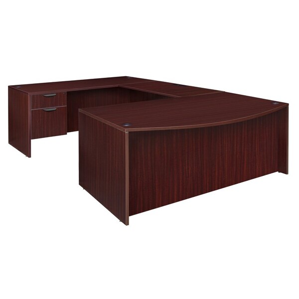 Regency Pedestal Desk Legacy 71" Bow Front Single Pedestal U-D, Mahogany - LUDBFSP7135MH