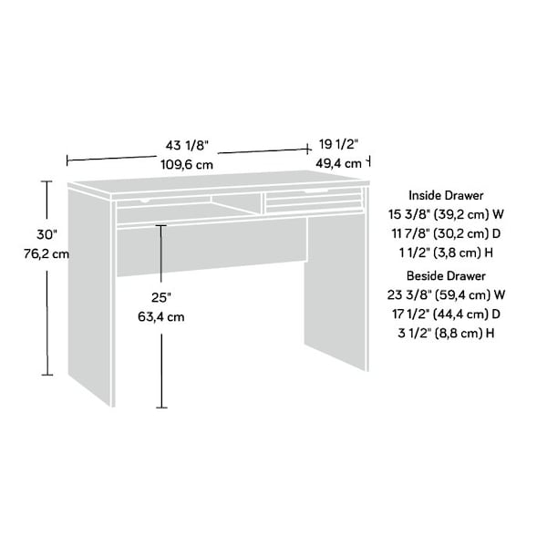 Sauder 19.45 in D X 30 in H, 43.15 in W X Engineered wood - 431757