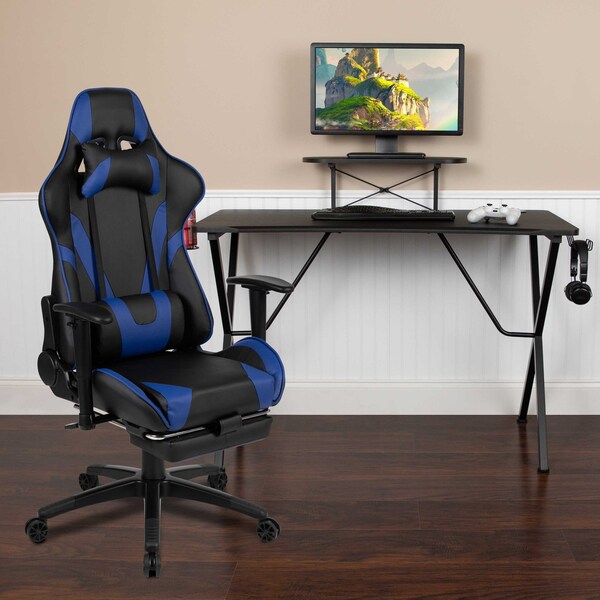 Flash Furniture Black Gaming Desk-Cup Holder/Reclining Chair Set - BLN-X30RSG1031-BL-GG