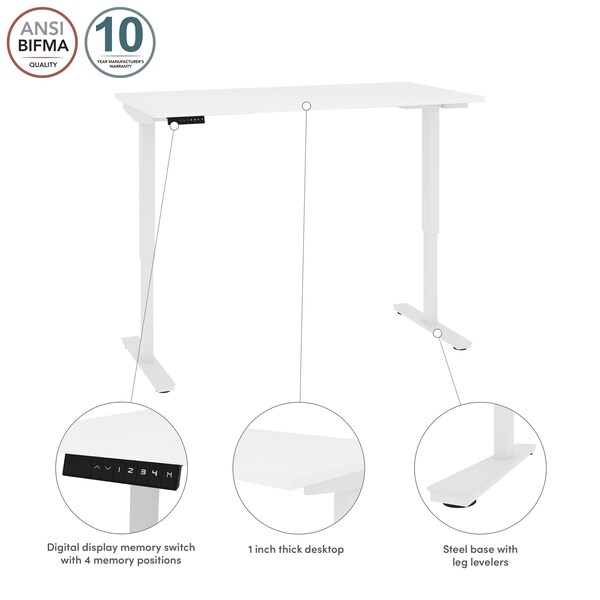 Bestar Universel 30 in x 60 in Standing Desk, White - 65838-17