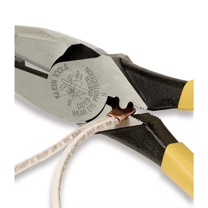 Klein Tools 9 in. High Leverage Side Cutting Pliers with Crimping Die - D213-9NECRSEN