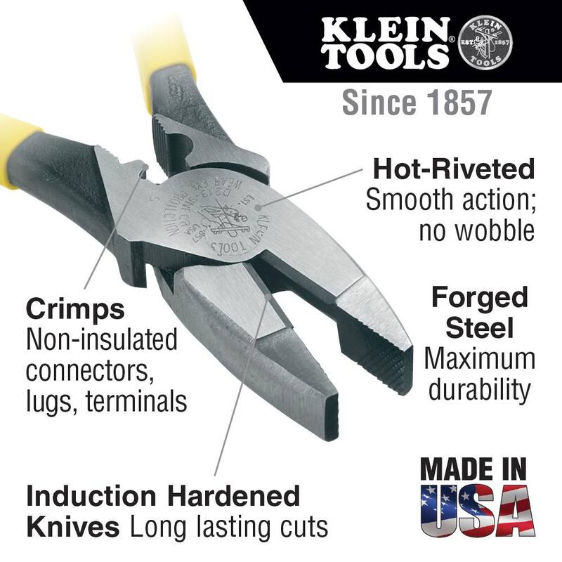 Klein Tools 9 in. High Leverage Side Cutting Pliers with Crimping Die - D213-9NECRSEN