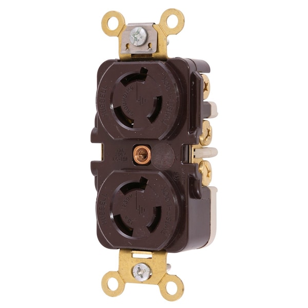 Hubbell Wiring Device-Kellems Locking Devices, Twist-Lock®, Industrial, Duplex Receptacle, 15A 250V, 2-Pole 3-Wire Grounding, L6-15R, Ring Terminal, Black - HBL4550RT