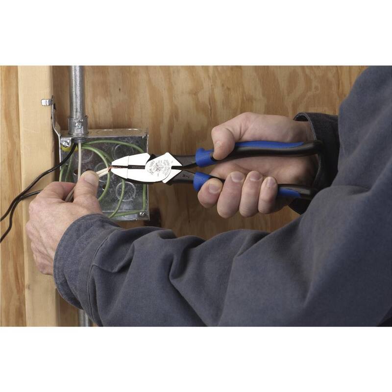 Klein Tools 9 in. Journeyman High Leverage Side Cutting Pliers for Heavy Duty Cutting - J2000-9NE