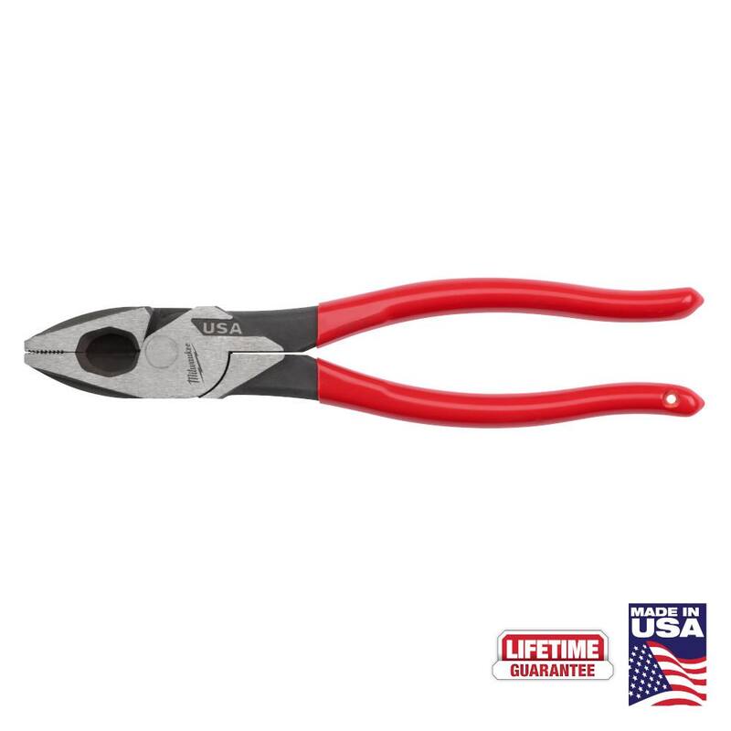Milwaukee 9 in. Lineman's Pliers with Fish Tape Puller and Dipped Grip - MT500