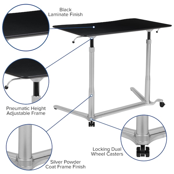 Flash Furniture Computer Desk Black Sit-Stand Computer Desk, Black - NAN-IP-6-1-BK-GG