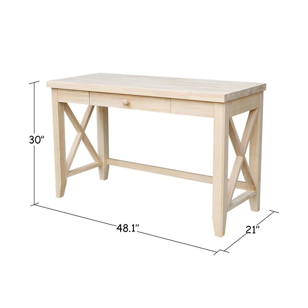 International Concepts Hampton Desk 21 in D X 30 in H, 48.1 in W X Wood, Unfinished - OF-67X