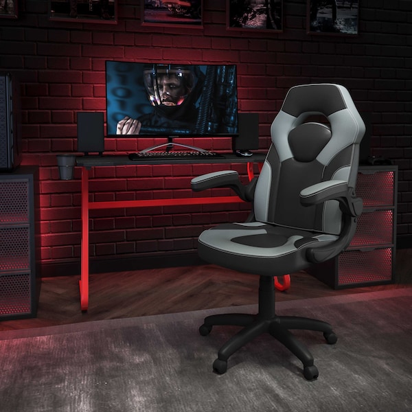 Flash Furniture Red Gaming Desk and Chair Set with Cup Holder - BLN-X10RSG1030-GY-GG