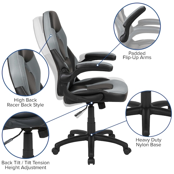 Flash Furniture Red Gaming Desk and Chair Set with Cup Holder - BLN-X10RSG1030-GY-GG