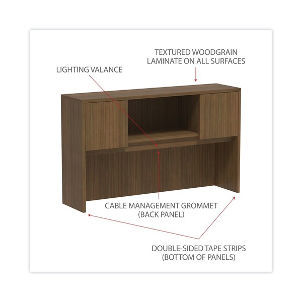 Alera Alera Valencia Series Hutch, 3-Comp, 15 in D X 35.38" H, 58.88" W X Woodgrain Laminate - VA286015WA