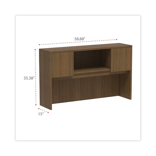 Alera Alera Valencia Series Hutch, 3-Comp, 15 in D X 35.38" H, 58.88" W X Woodgrain Laminate - VA286015WA