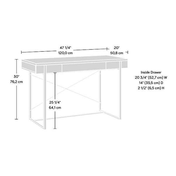 Sauder 20 in D X 30 in H, 47.24 in W X Engineered wood, Metal - 432860