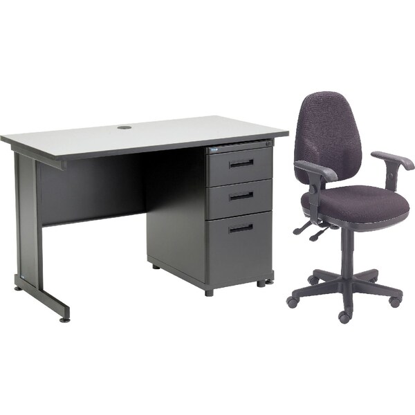 Interion By Global Industrial Office Desk Kit, 24 in D X 30 in H, 48 in W X - 670078GY-B1