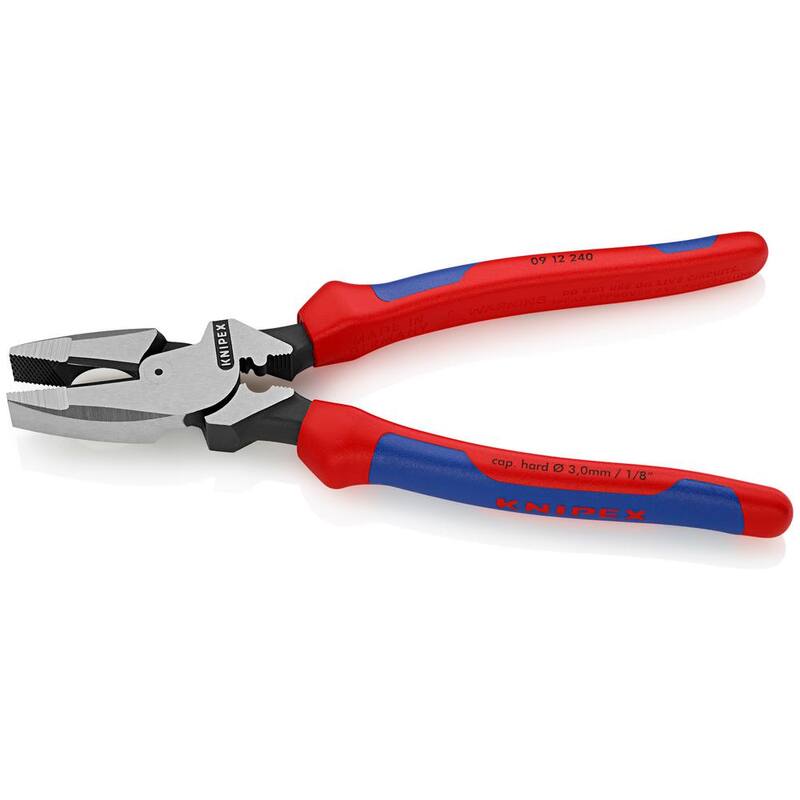 KNIPEX 9-1/4 in. Ultra-High Leverage Lineman's Pliers with Fish Tape Puller and Crimper - 09 12 240 SBA