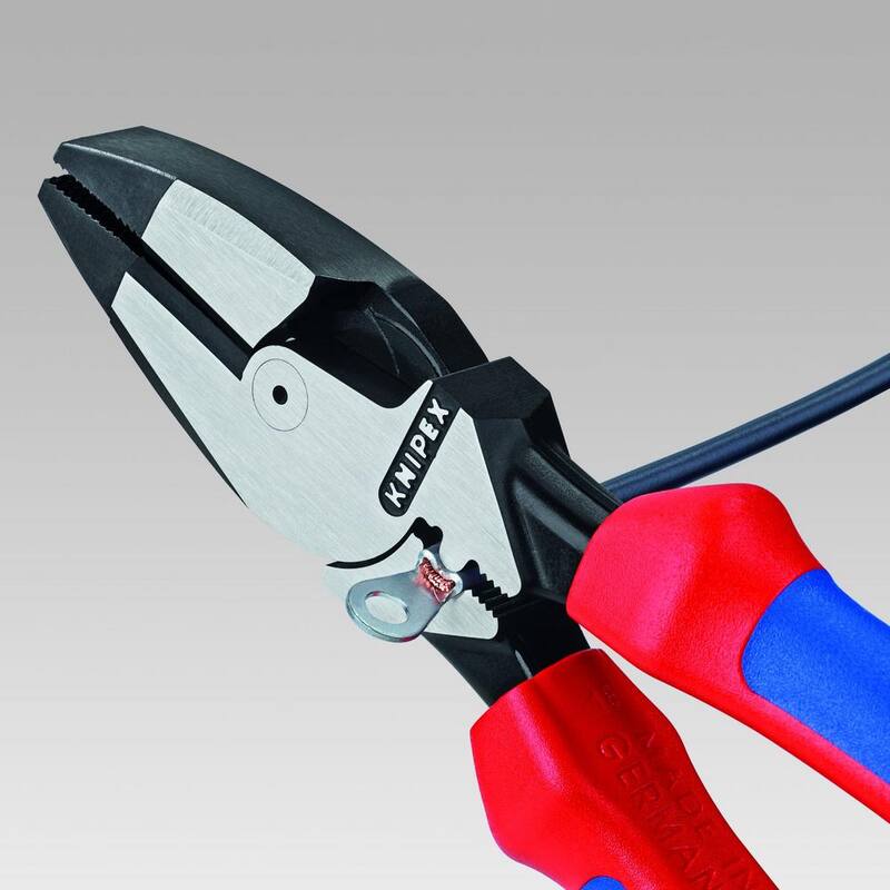 KNIPEX 9-1/4 in. Ultra-High Leverage Lineman's Pliers with Fish Tape Puller and Crimper - 09 12 240 SBA